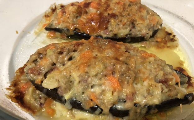 Berenjenas rellenas de verdura y jamón