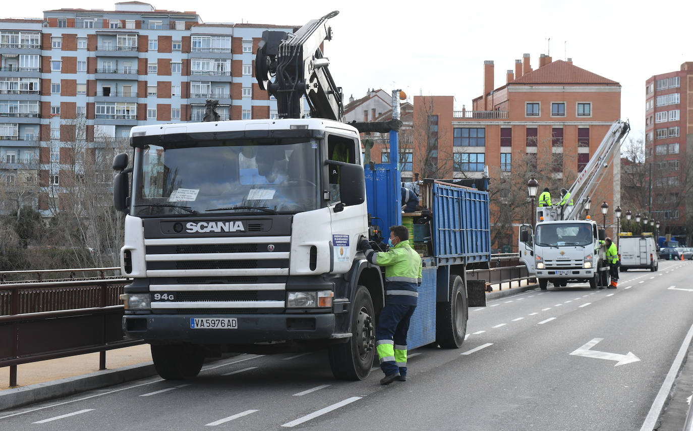 Retenciones durante el primero de los tres días de cortes del Puente Mayor de Valladolid