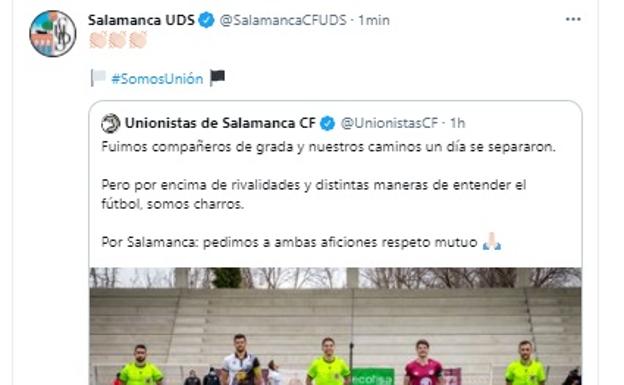 El aplaudido tuit de Unionistas antes del derbi por el Salamanca UDS