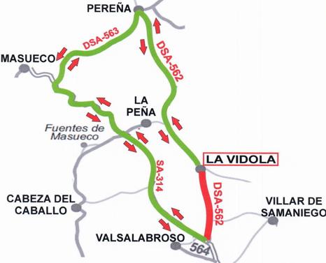 La carretera DSA-562 entre la SA-314 y La Vídola permanecerá cortada al tráfico hasta septiembre