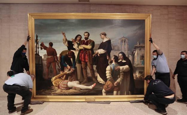 Llega a las Cortes el cuadro 'Los Comuneros Padilla, Bravo y Maldonado en el patíbulo'