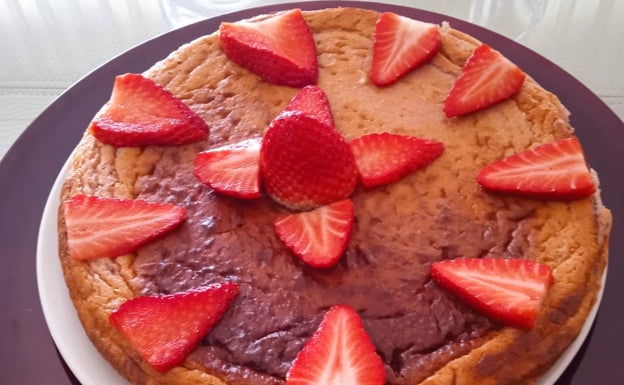 Pastel de queso con fresones