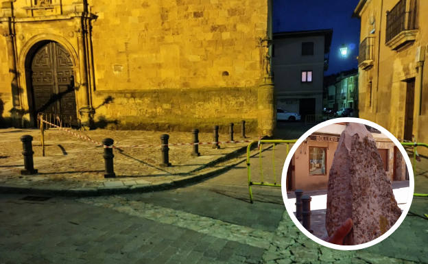 El desprendimiento de piedras en la iglesia de Ayllón obliga a vallar la zona