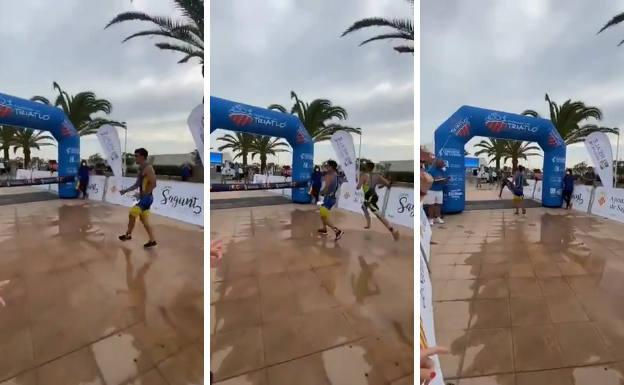 Vídeo: se para a celebrar en la meta y le adelantan a escasos metros de ganar un triatlón