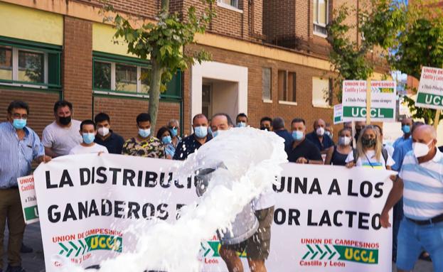 Medio centenar de ganaderos protestan en Valladolid por la crisis de precios de la leche