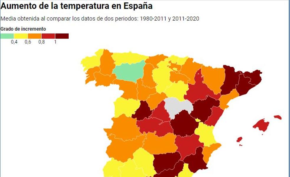 Así ha subido la temperatura en España en los últimos 40 años