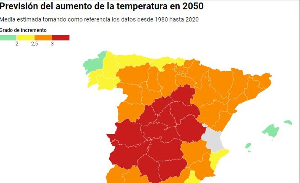 Así será la temperatura en Valladolid en 2050