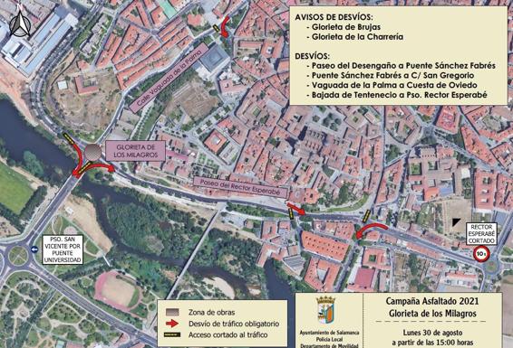 Cortes de tráfico y desvíos mañana en la ribera del río Tormes en Salamanca