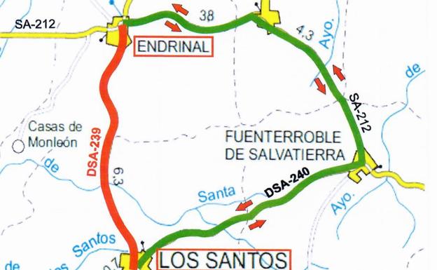 La carretera DSA-239 entre Endrinal y Los Santos permanecerá cortada desde mañana