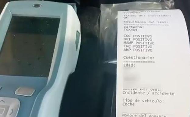 Un conductor da positivo en todas las drogas del narcotest