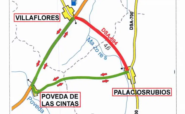 La carretera entre Villaflores y Palaciosrubios se cortará por obras hasta el 22 de enero de 2022