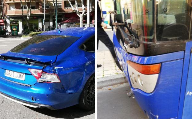 Tres heridos trasladados al hospital tras el accidente de un turismo con un autobús urbano en Valladolid