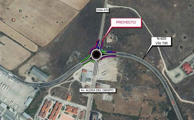 El Mitma somete a información pública complementaria el proyecto la nueva glorieta en la N-620 TIR en Fuentes de Oñoro