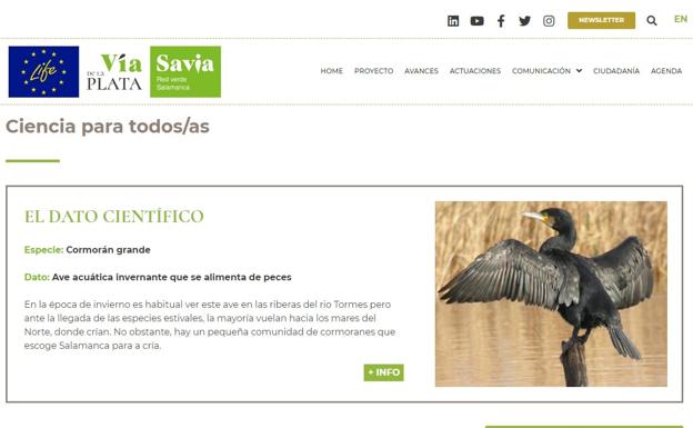 La web del proyecto LIFE Vía de la Plata de Salamanca fomenta el espíritu científico y la participación