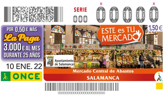 El cupón de la ONCE difunde el Mercado Central de Abastos de Salamanca