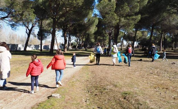 Más de un centenar de voluntarios limpian las zonas verdes de Simancas