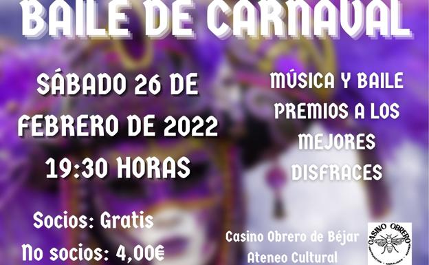 El Ateneo Cultural Casino Obrero de Béjar celebrará su tradicional baile de carnaval