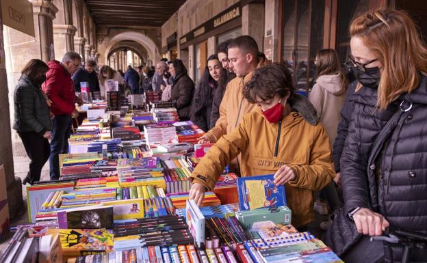Libreros y lectores vuelven a celebrar el Día del Libro bajo los arcos de la Plaza Mayor de Salamanca
