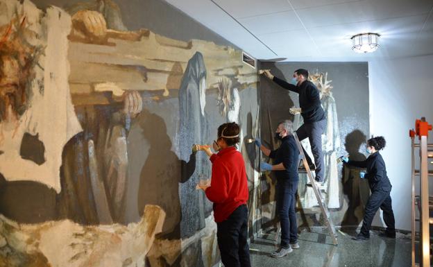 El mural de Genaro de Nó pasará al hospital de los Montalvos ante el derribo del antiguo Clínico