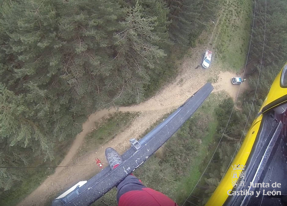 Rescatado en helicóptero un ciclista tras sufrir una caída en la estación de La Pinilla