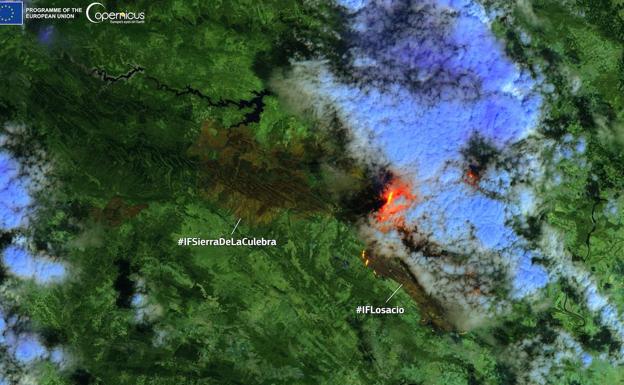 Fuego y humo: la imagen satélite del incendio de Losacio