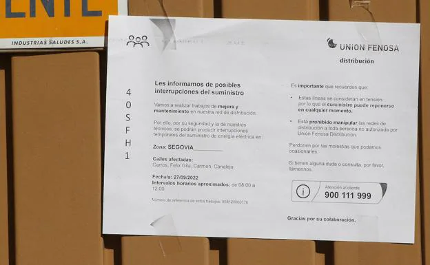 Unión Fenosa advierte de posibles cortes del suministro eléctrico en Segovia