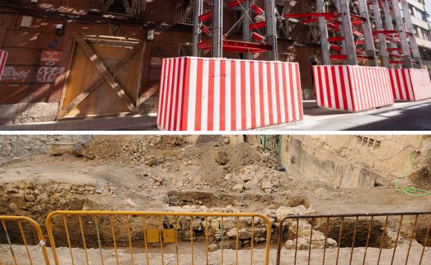 Restos de la antigua ciudad romana afloran en una obra en el centro de Palencia