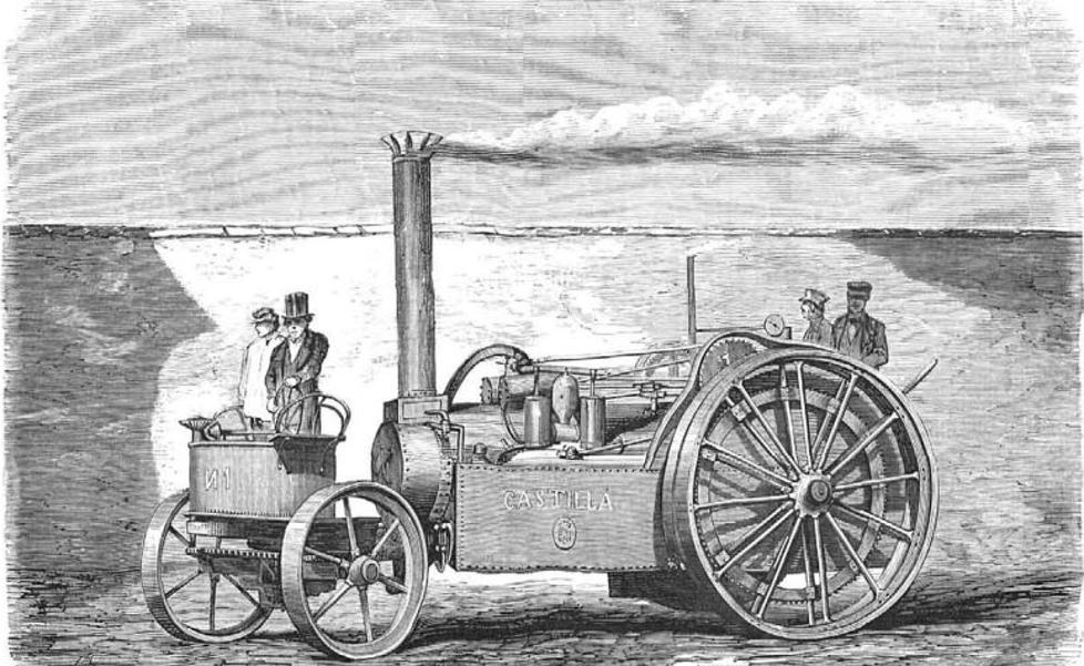 El 'locomóvil' que comunicó Valladolid y Madrid por carretera en 1860