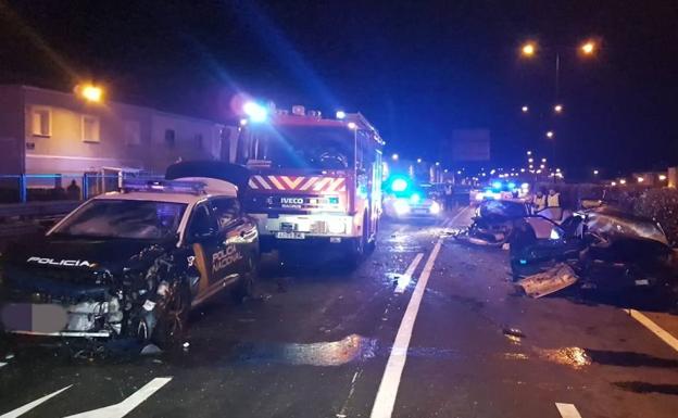 Un detenido y tres heridos en un accidente en Burgos con un coche de la Policía Nacional implicado