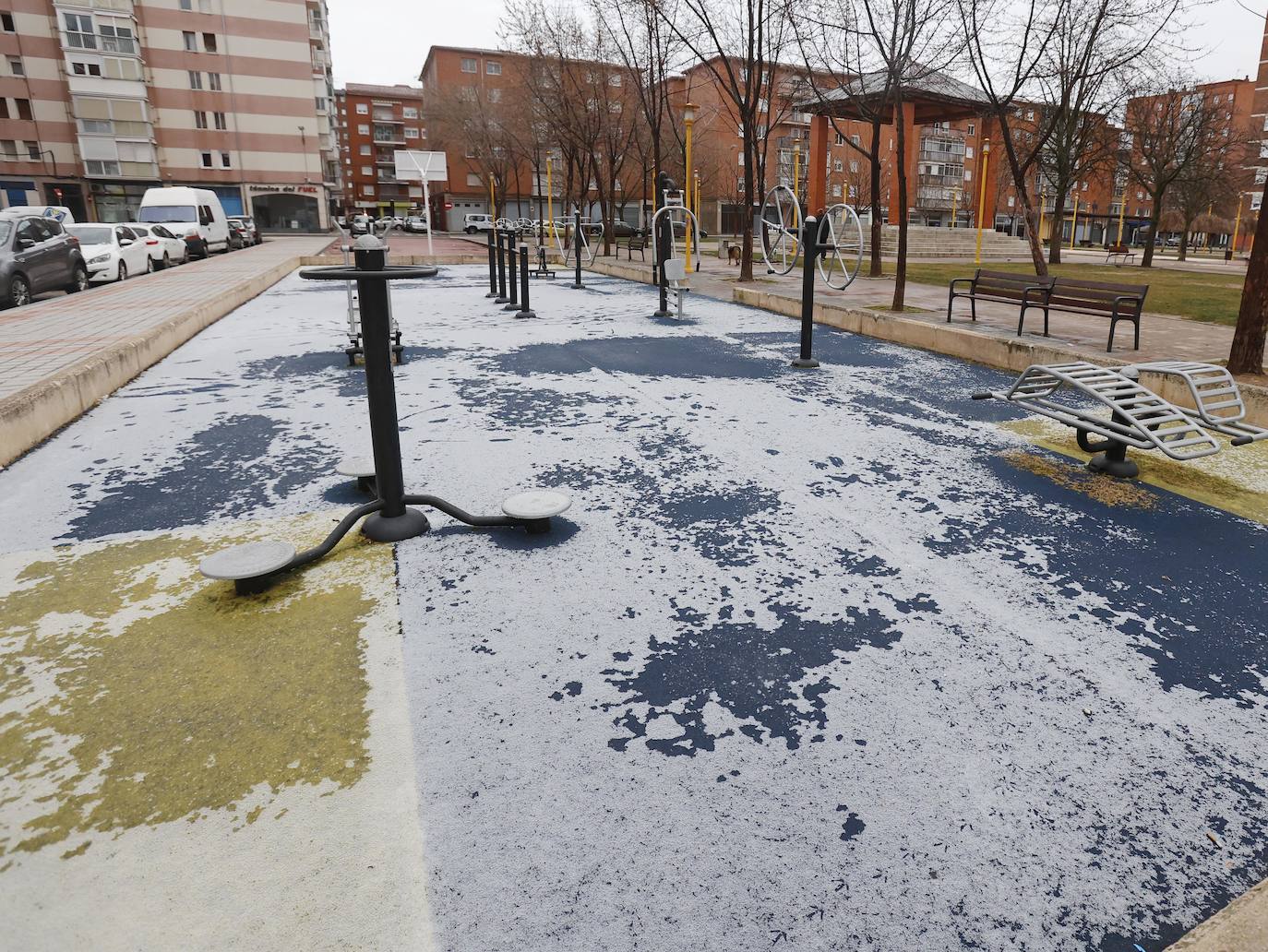 La capital palentina recibe intensos copos