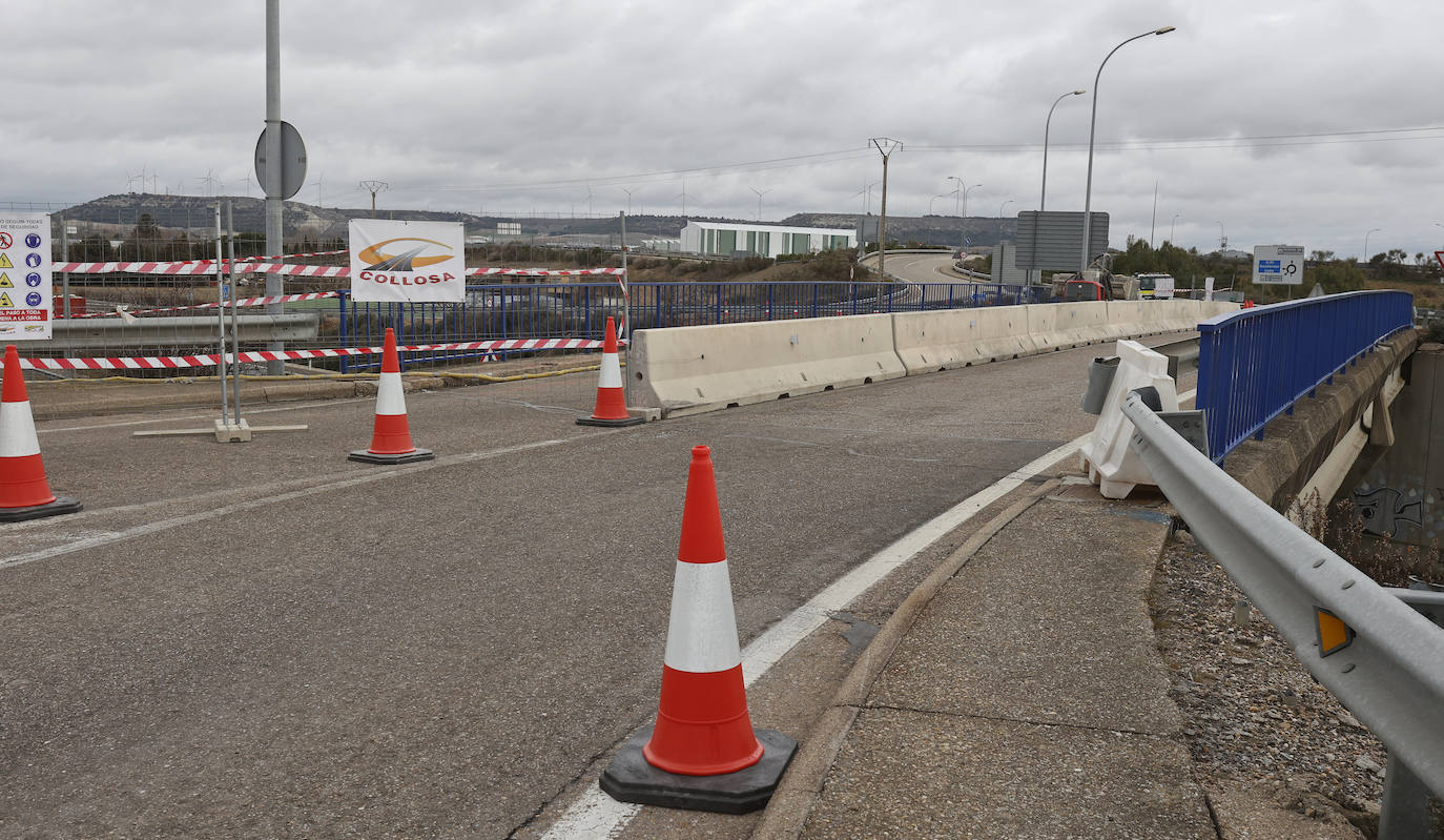 Obras en la autovía P-11 de Palencia de acceso a Villamuriel