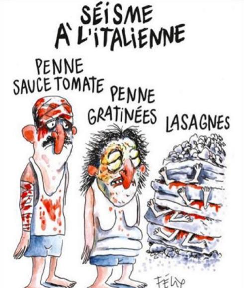 Amatrice denuncia a Charlie Hebdo por la viñeta alusiva al seísmo