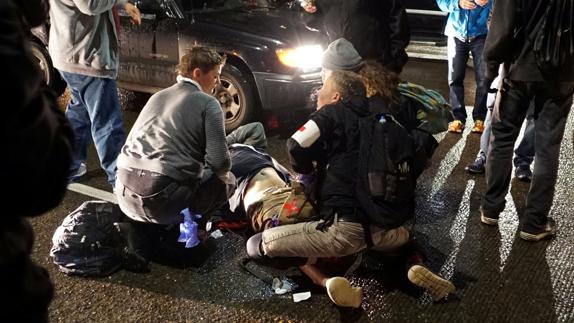 Herida de bala una persona durante una protesta contra Trump en Portland