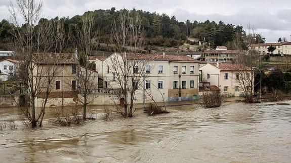 Remite la crecida del Ebro a su paso por Miranda