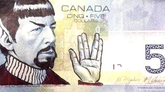 El Banco de Canadá pide a los 'trekkies' que no pinten los billetes con la cara de Spock