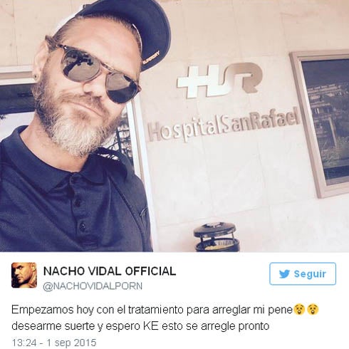 Nacho Vidal comienza su tratamiento médico para tratar su miembro 'atrofiado'