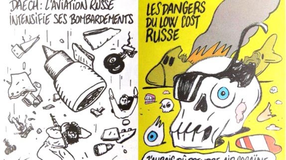 Rusia molesta con las viñetas de 'Charlie Hebdo' sobre el accidente de avión sobre el Sinaí