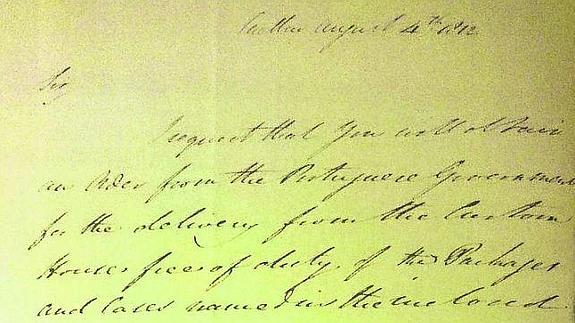 Turismo logra la copia de una carta que prueba el paso de Wellington en 1812