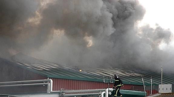 El fuego alcanza las oficinas y almacenes y la propiedad «da por perdida» la fábrica de Embutidos Rodríguez