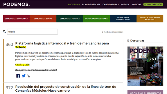 Unidos Podemos sitúa a Toledo en Castilla y León