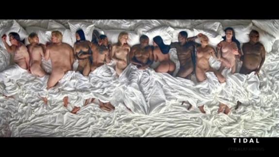 Kanye West 'monta' una orgía de famosos en su nuevo vídeoclip