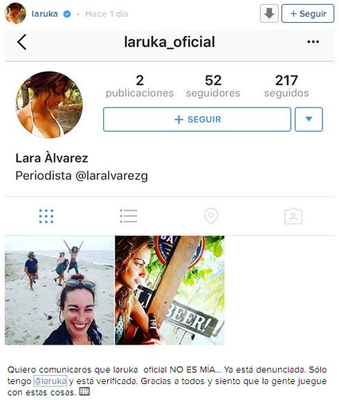 Lara Álvarez, suplantada en las redes sociales