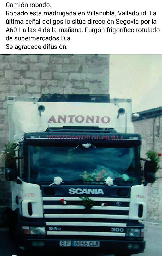 Roban un camión de DIA delante del centro logístico de la empresa