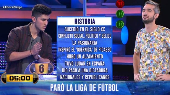 Confunden la Guerra Civil con la democracia en 'Ahora caigo'