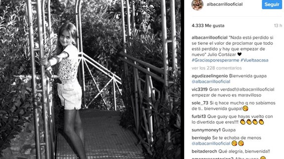Alba Carrillo regresa a Instagram