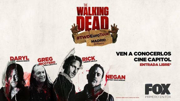 Rick, Negan, Daryl y Greg Nicotero, de la serie 'The Walking Dead', visitan España